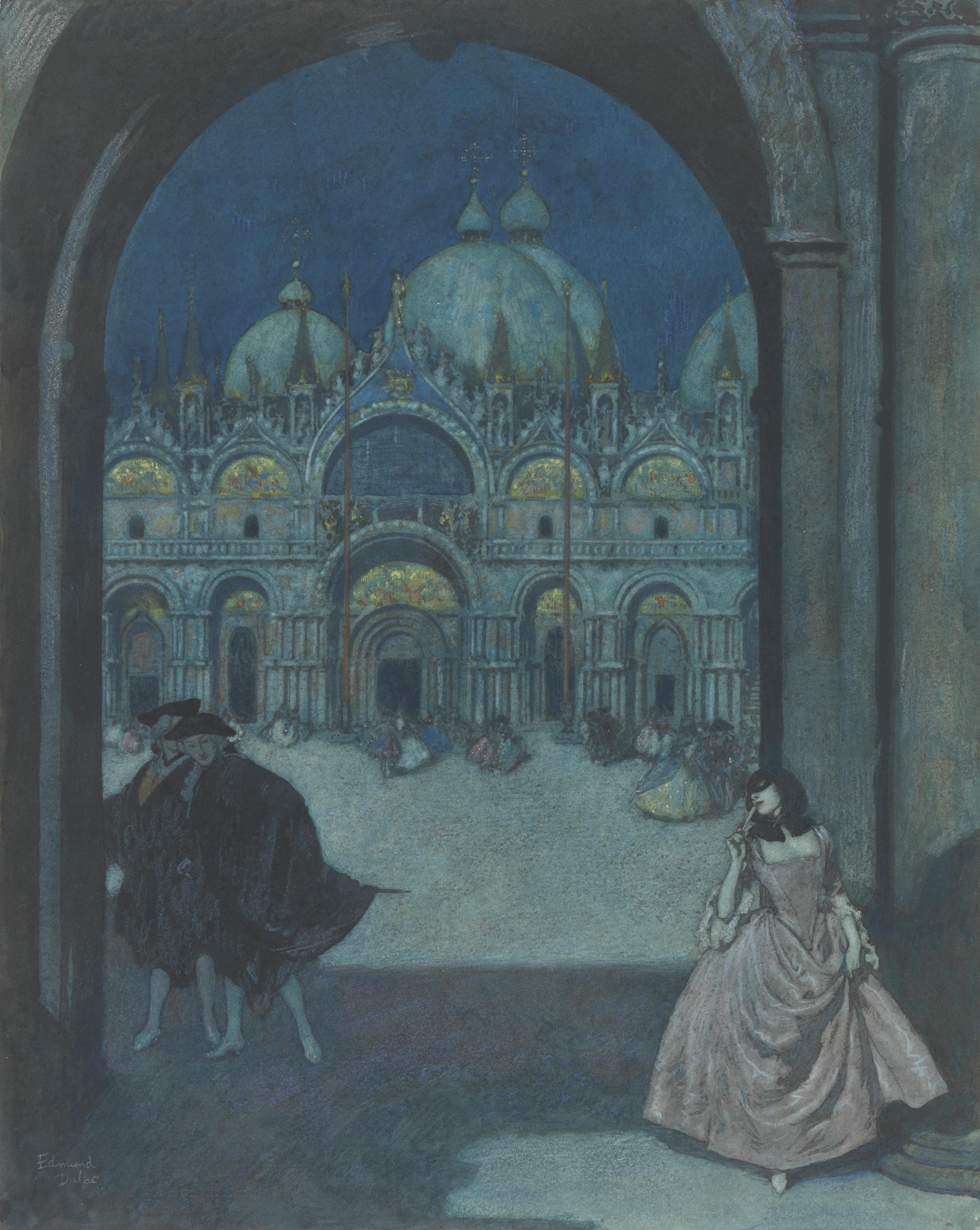 Edmund Dulac - Venise: The Carnival, St Mark\'s, Venice