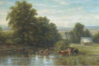 Edmund George Warren, R.I., R.O.I. - Cattle Watering, Summer