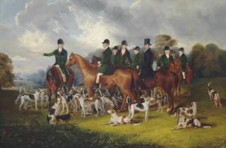 Edmund Havell, Jnr. - The Beaufort Hunt at Badminton, with W. Long on Wandering Boy, Stanbury on Edith, C. Long on Nash, Davis Sen. on Merrydale, Davis Jun. on Wroughton, Wetherstone on Marble and Webb on Rough Robin