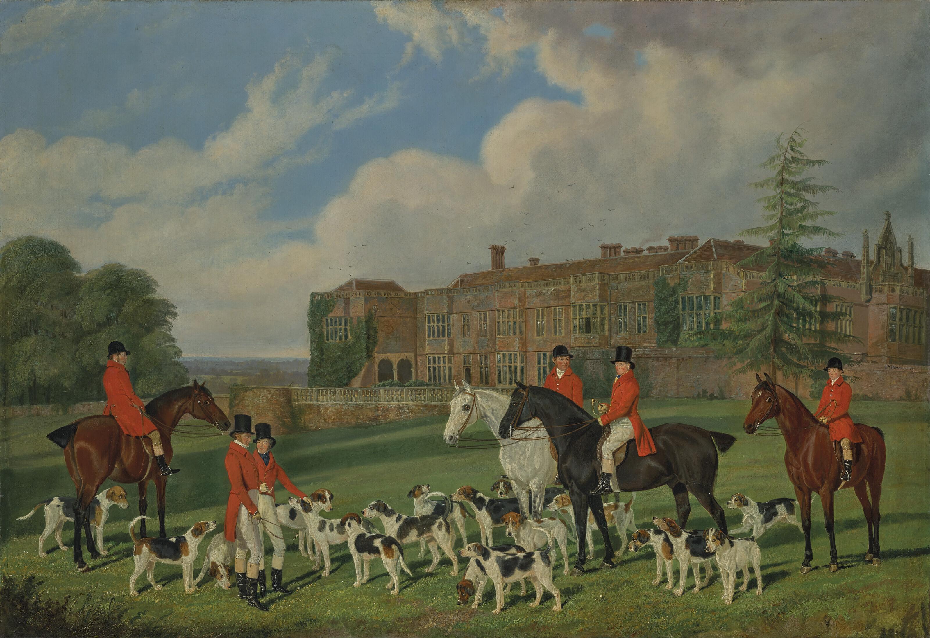 Edmund Havell - A Meet of Sir John Cope\'s Hounds at Bramshill, Hampshire