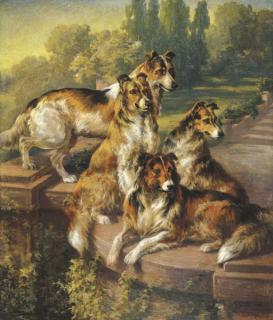 Edmund Henry Osthaus - Collie Dogs in Formal Garden