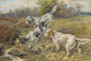 Edmund Henry Osthaus - English Setters At A Stream