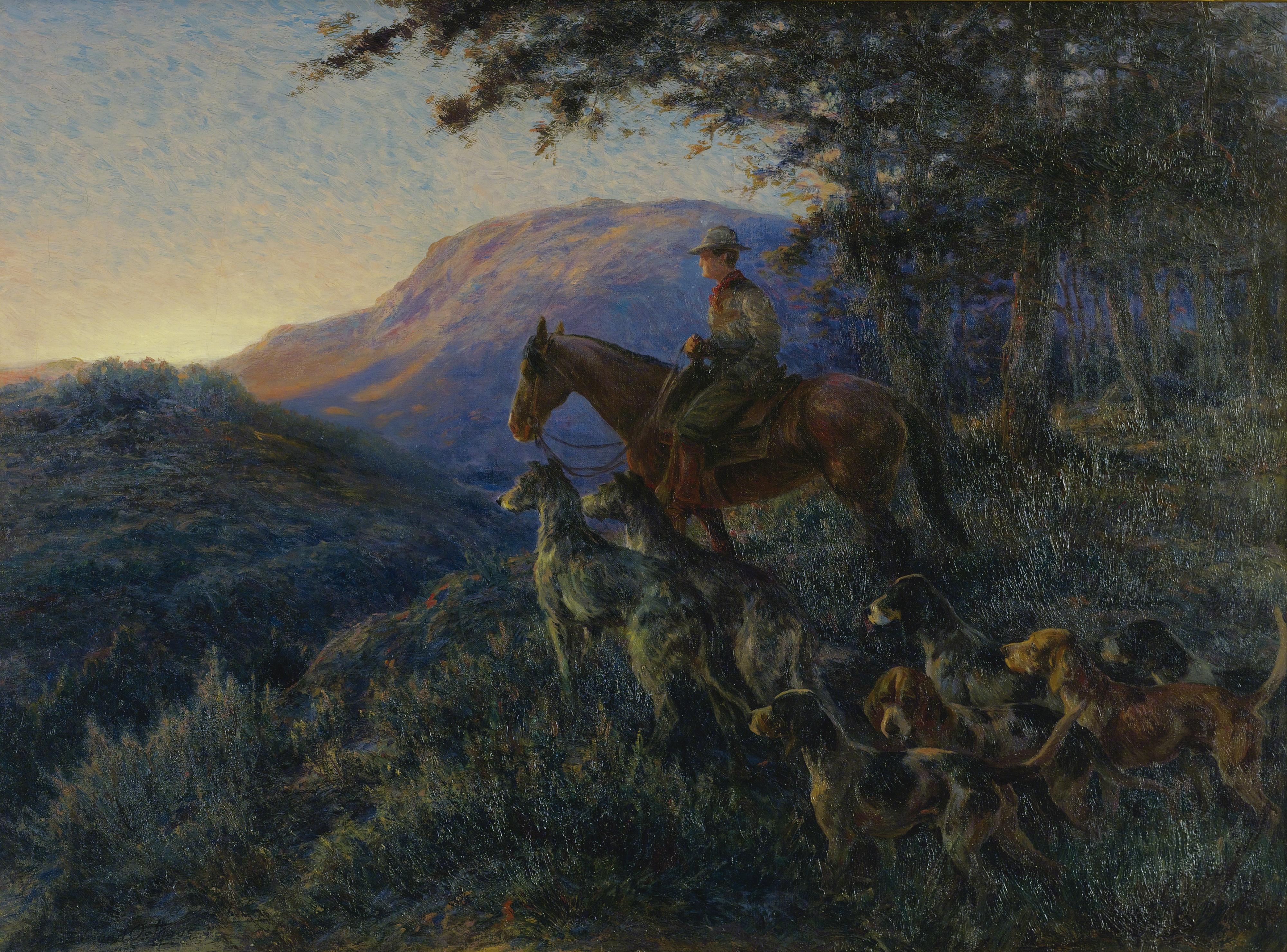 Edmund Henry Osthaus - Enjoying Sunset After A Long Day\'S Hunt