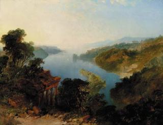 Edmund John Niemann - An Italianate lake landscape