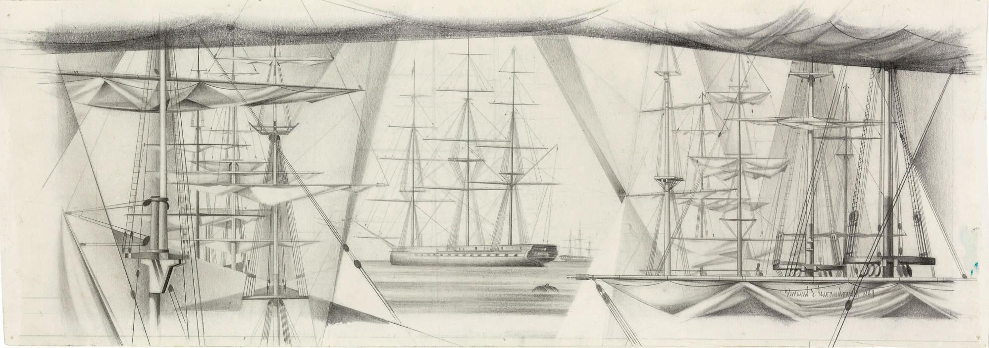 Edmund Lewandowski - Study for Mural of U.S.S. Constitution