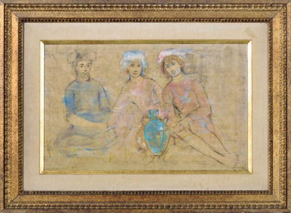 Edna Hibel - Three muses and vase