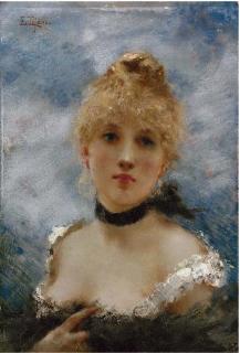 Edoardo Tofano - Giovane donna con foulard