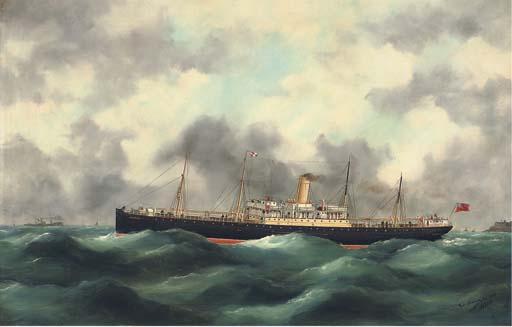 Edouard Adam of Le Havre - The Canadian Pacific liner Monteagle at sea off Le Havre