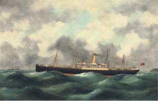 Edouard Adam of Le Havre - The Canadian Pacific liner Monteagle at sea off Le Havre