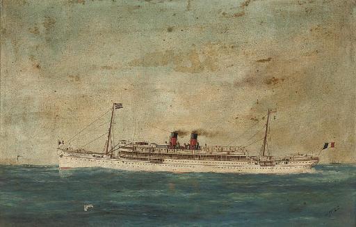 Edouard Adam of Le Havre - The French liner Guadeloupe at sea
