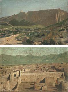 Edouard Alexandre Sain - Vue de Capri; et Vue de Pompei