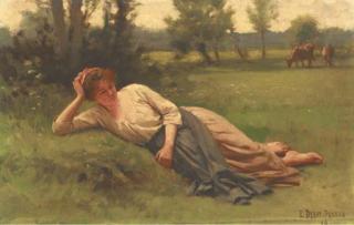 Edouard Bernard Debat-Ponsan - A rest in the meadow