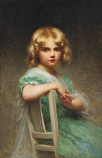 Edouard Cabane - Jeune fille à la robe verte