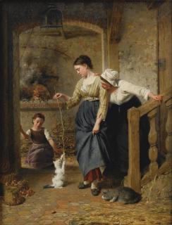 Edouard Castres - Playing With Kittens
