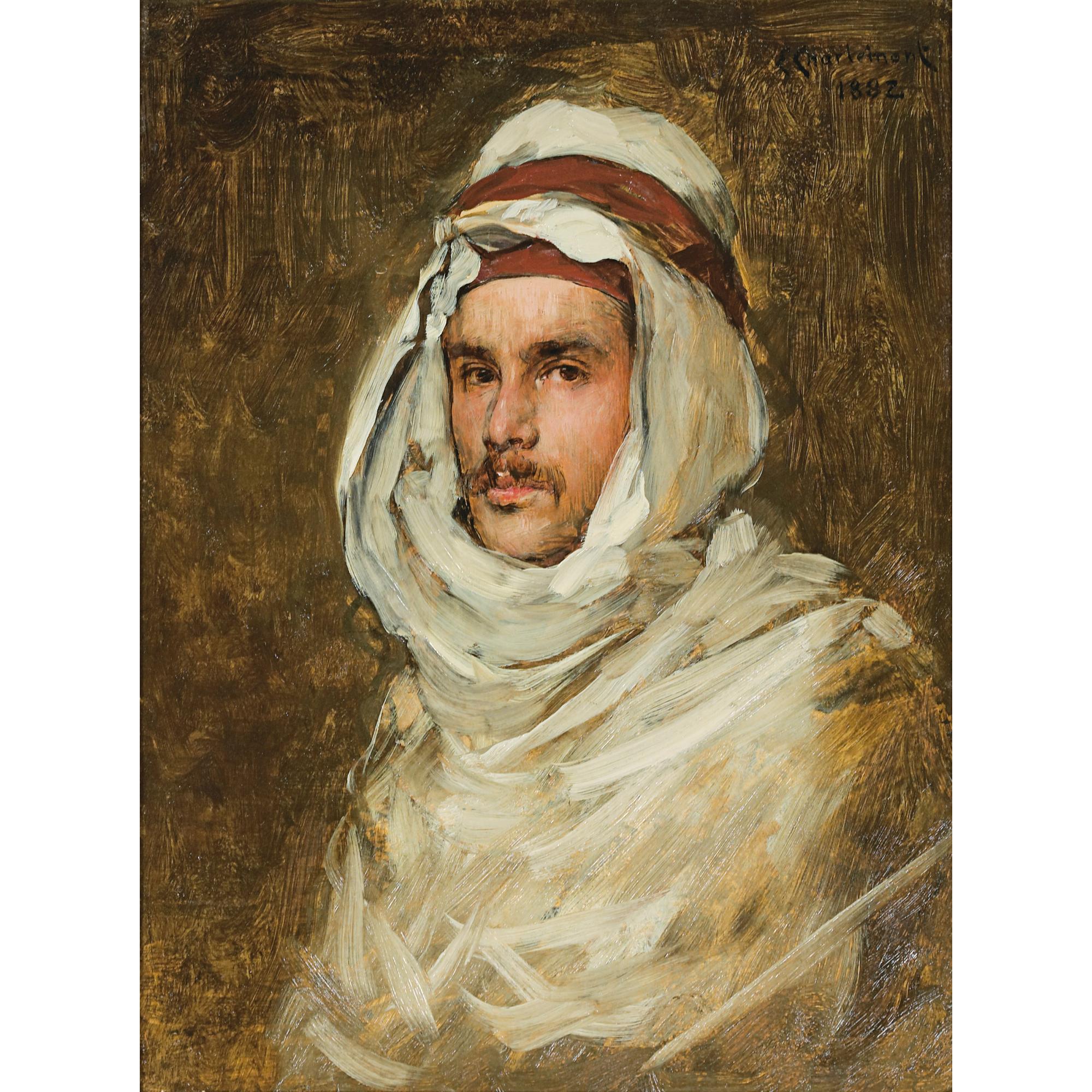 Edouard Charlemont - Tête D\'Hommeedouard Charlemont ; Head Of A Man ; Signed And Dated Upper Right 1882 ; Oil On Panel