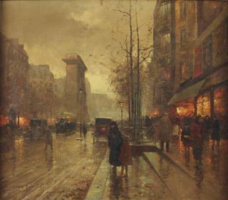 Edouard Cortès - An evening stroll along the Boulevard Saint-Denis, Paris