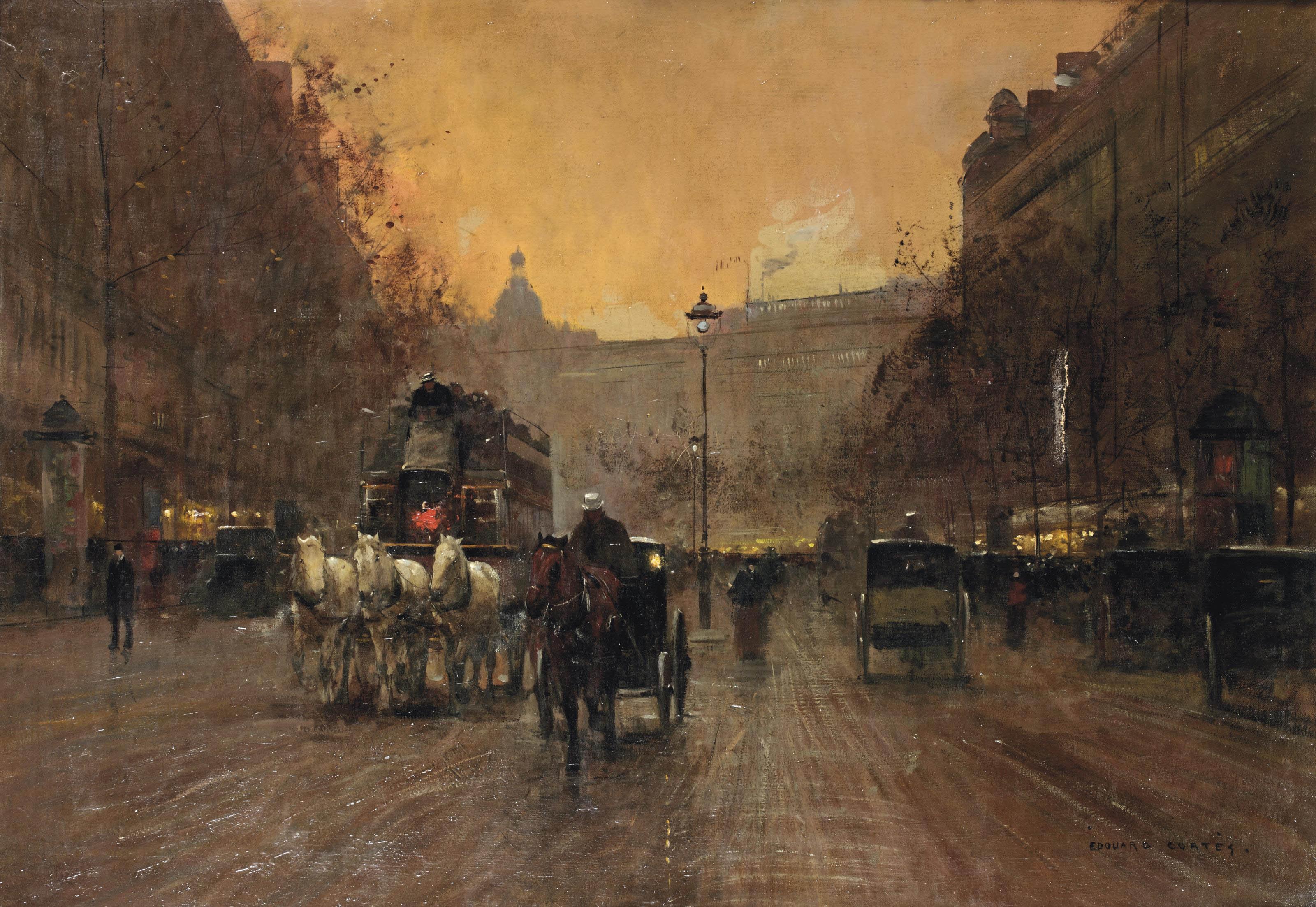 Edouard Cortès - Boulevard in Montmartre, Paris