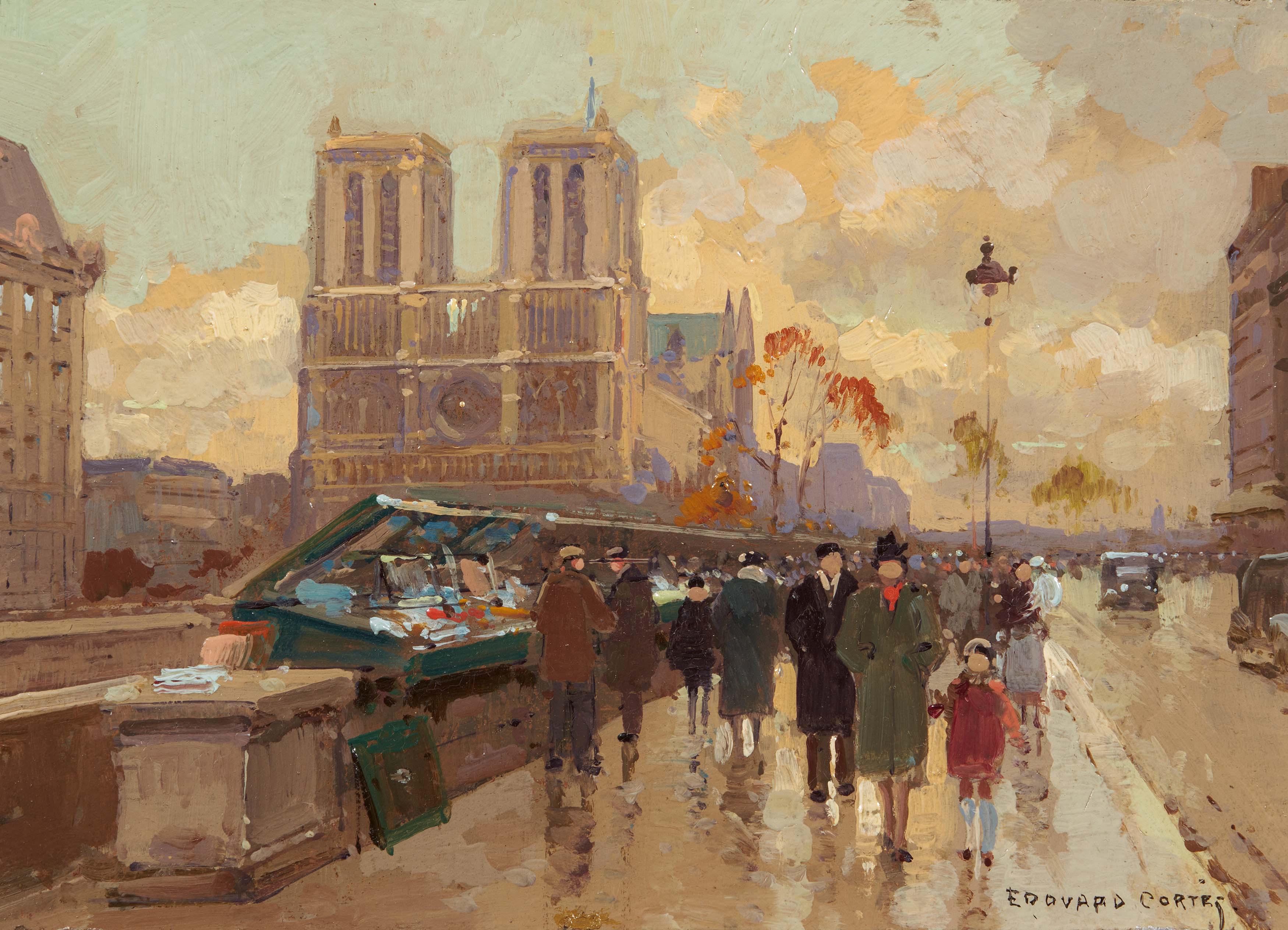 Edouard Cortès - Bouquinistes vers Notre-Dame.