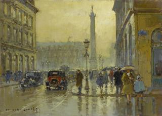 Edouard Cortès - French place Vendome Sous La Pluie