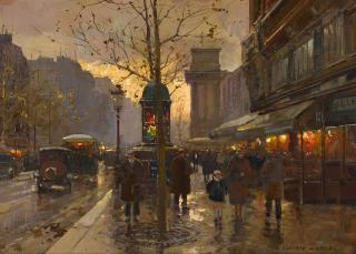 Edouard Cortès - La Porte Saint-Martin, ciel gris