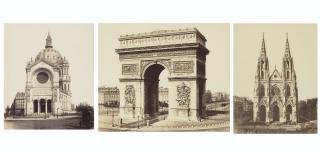 Édouard-Denis Baldus - Arc de Triomphe, Paris; Eglise de St Augustine; and Sainte Clotilde, Paris, from the album Vues de Paris et ses environs en photographies, 1851–1870