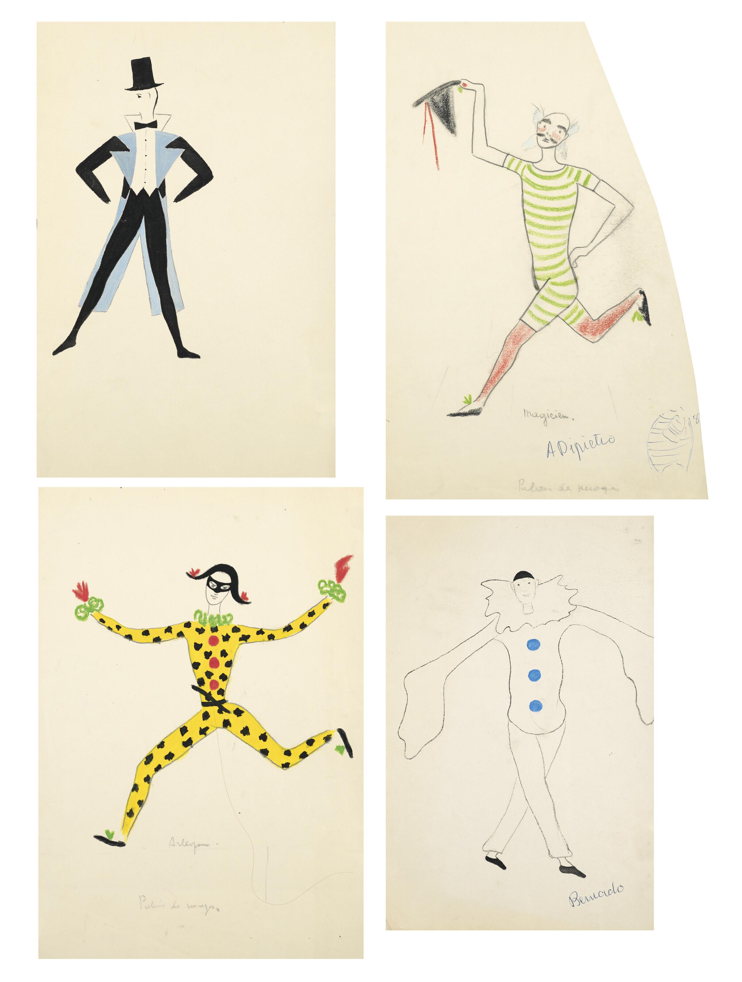 Édouard Dermit - Maquette de costumes pour \'\'La dame de la lune, Hommage à Méliès\'\' - Palais des nuages