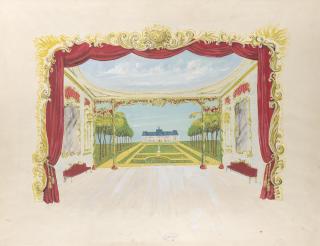 Édouard Dermit - Maquette de décors pour \'\'La dame de la lune, Hommage à Méliès\'\'