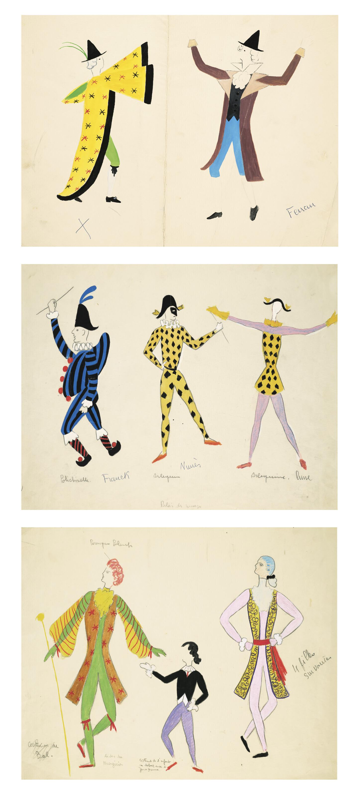 Edouard Dermit - Maquettes de costumes pour \'\'La dame de la lune, Hommage à Méliès\'\' - Palais des Nuages