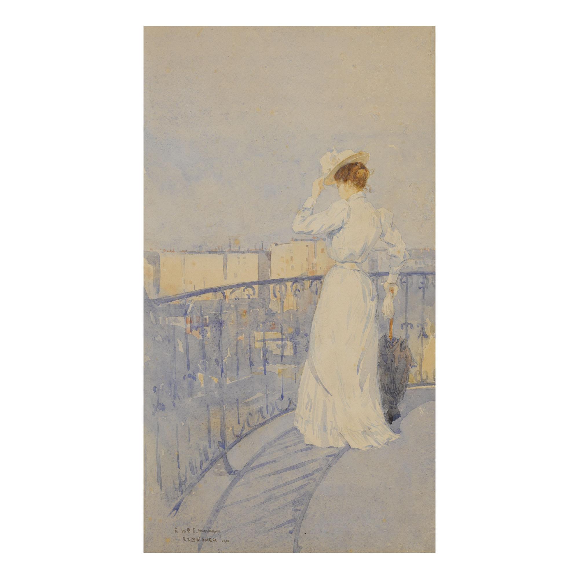 Edouard Edmond Doigneau - Young Woman On A Terrace