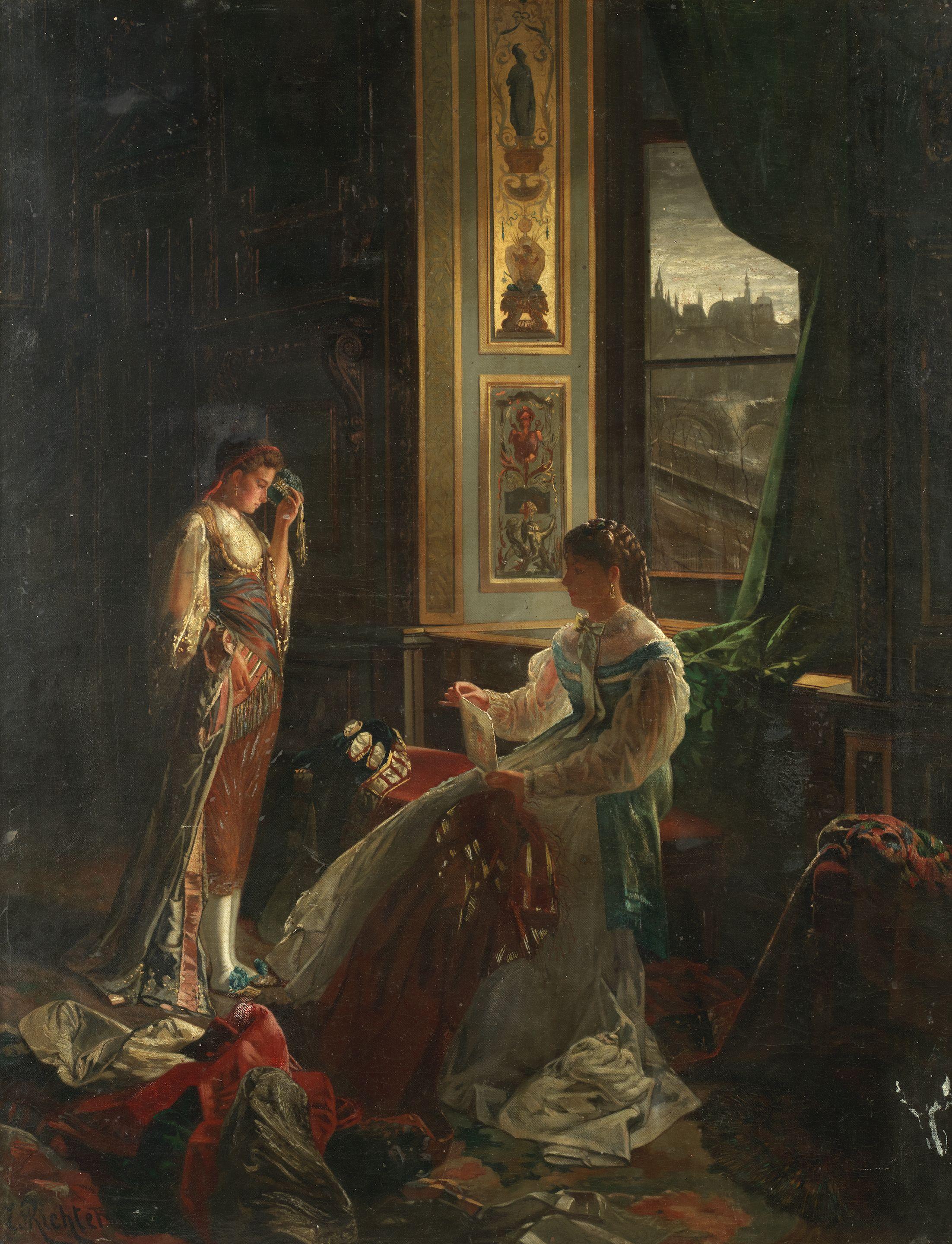 Edouard Frederic Wilhelm Richter - Dressing for the fancy dress ball