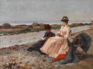 Edouard Gelhay - Elégantes sur la plage