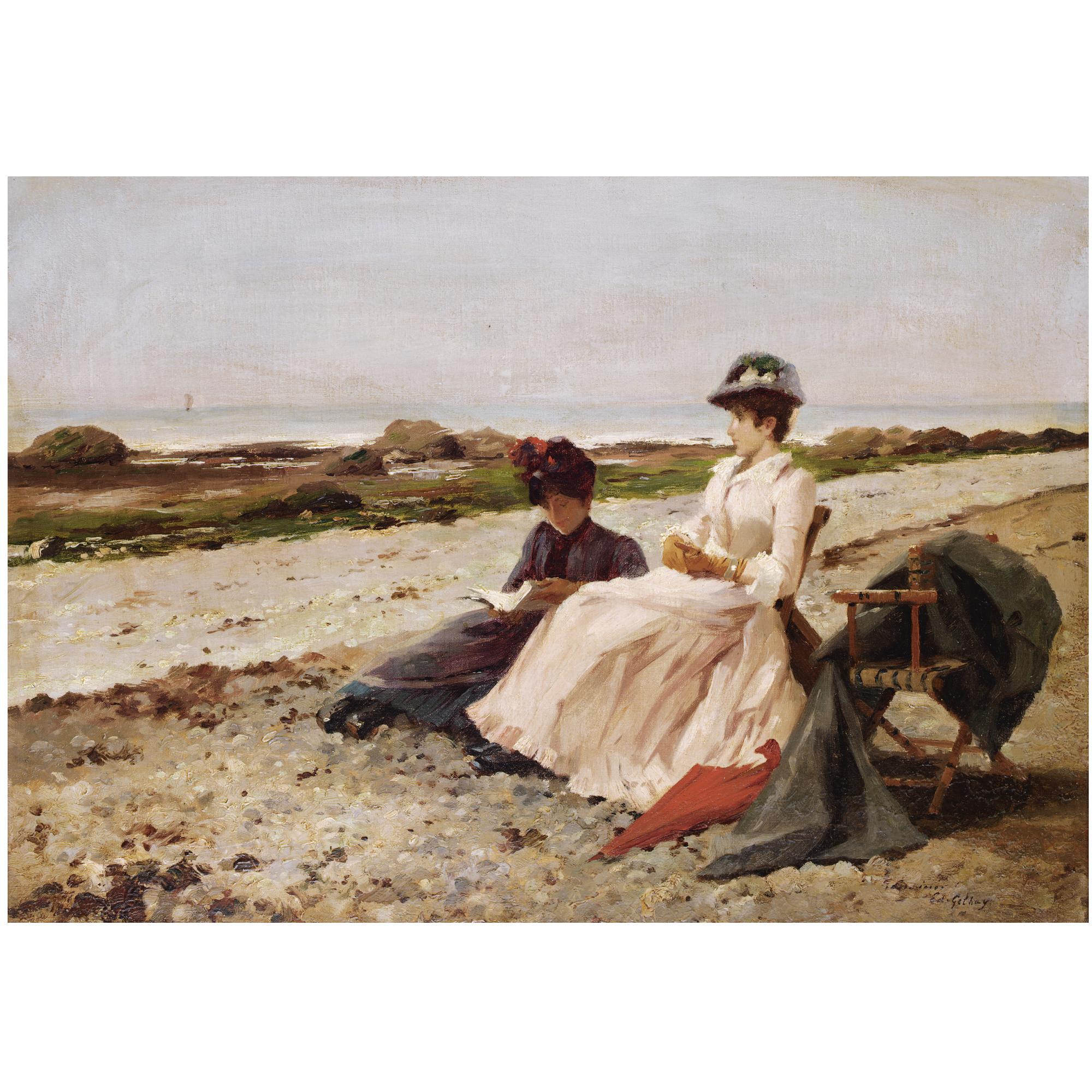 Édouard Gelhay - French Élégantes Sur La Plage