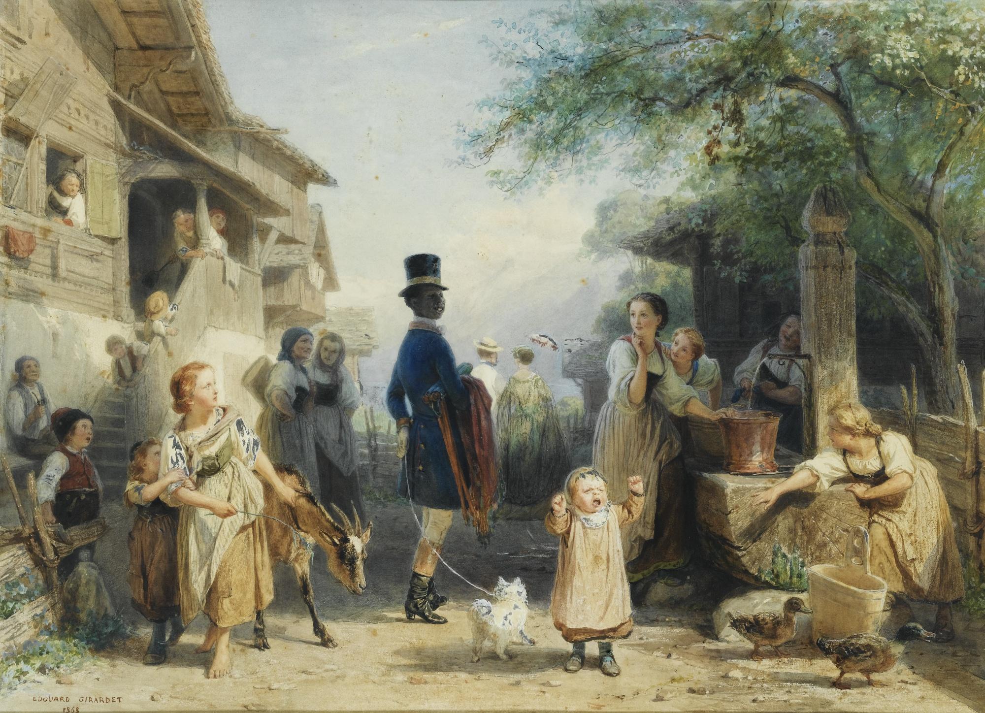 Edouard-Henri Girardet - Lively Village Scene