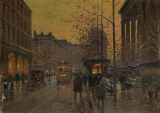 Edouard Henri Léon Cortès - Place de la Madeleine au crépescule