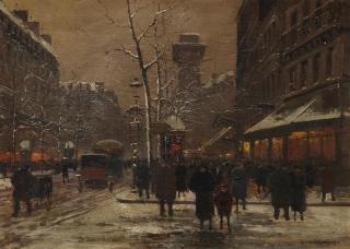 Edouard Henri Léon Cortès - Porte Saint Denis, effet de neige