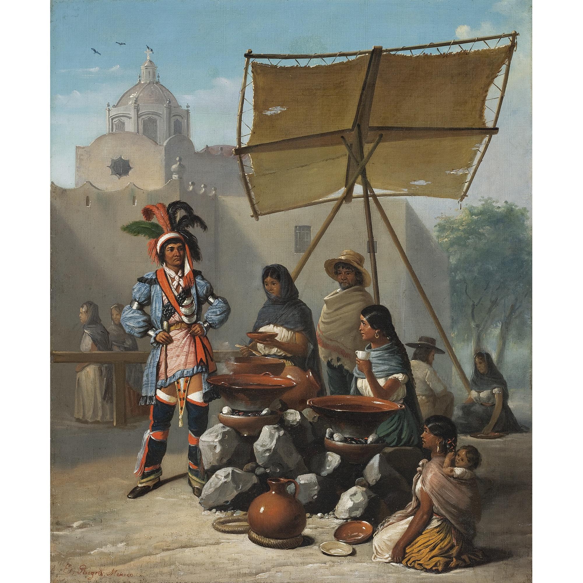 Édouard-Henri-Théophile Pingret - Indio Con Traje De Gala En Puesto De Comida