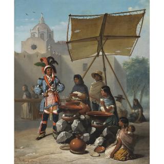 Édouard-Henri-Théophile Pingret - Indio Con Traje De Gala En Puesto De Comida