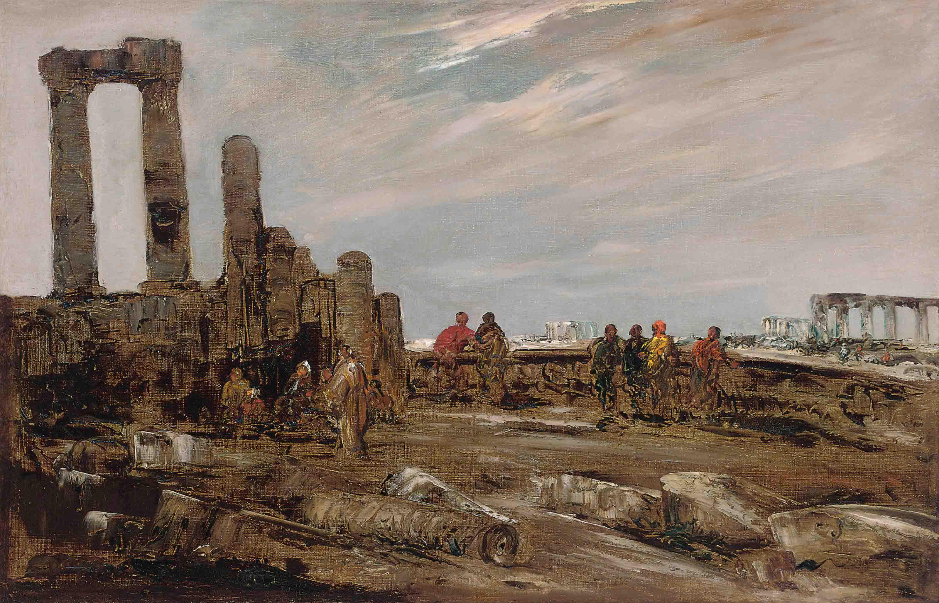 Edouard-Jacques Dufeu - Arabs amongst the ruins