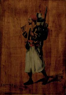 Edouard Jean Baptiste Detaille - Standing Zoave Smoking a Pipe