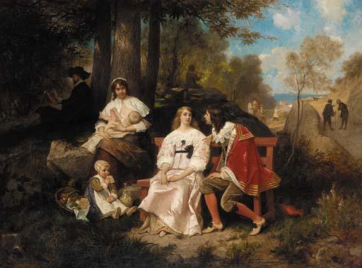 Edouard Jean Conrad Hamman - Conversation on a family picnic