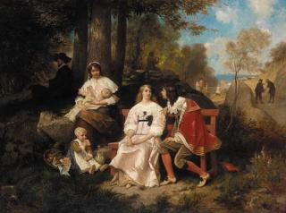 Edouard Jean Conrad Hamman - Conversation on a family picnic