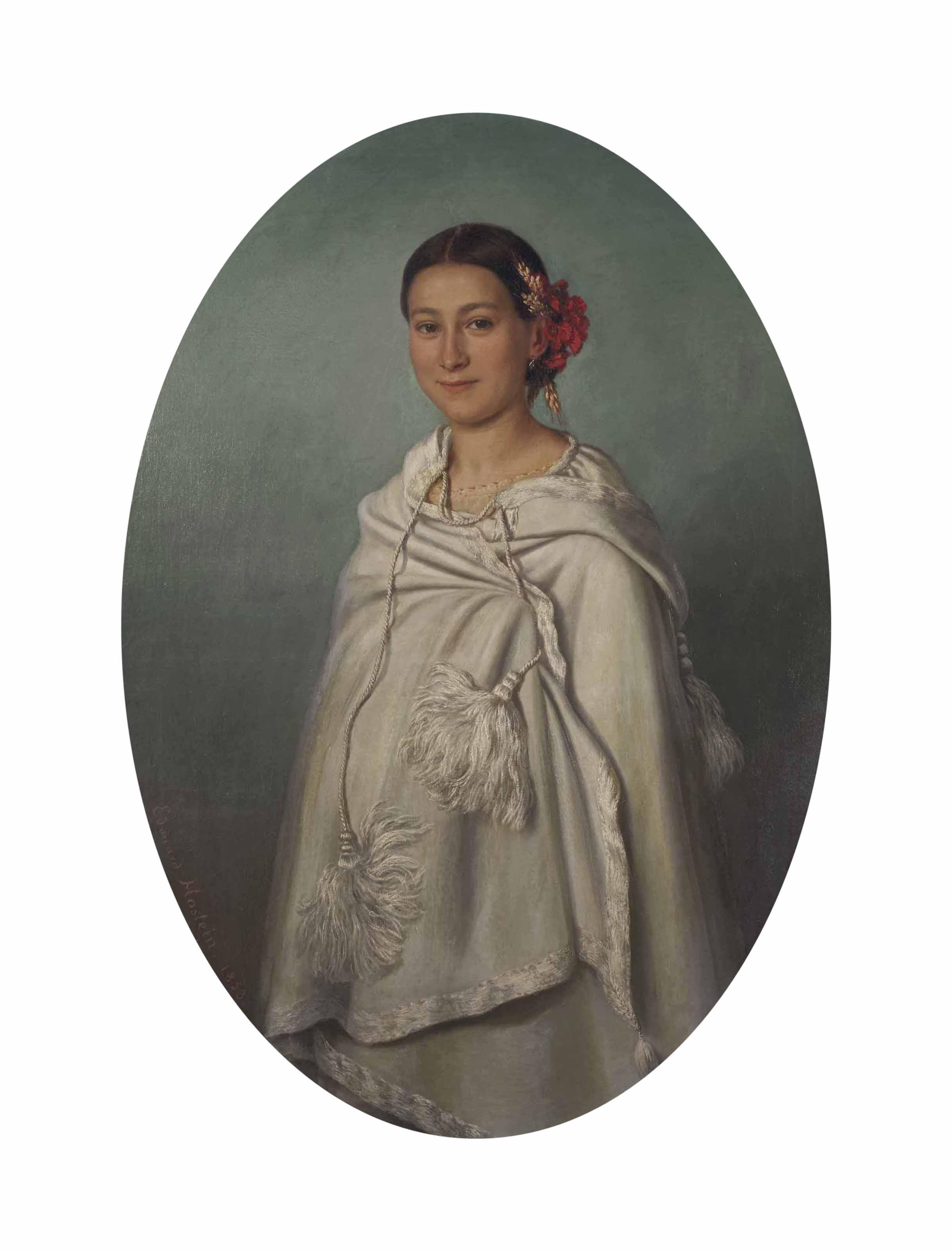 Édouard Jean-Marie Hostein - Jeune femme au châle blanc