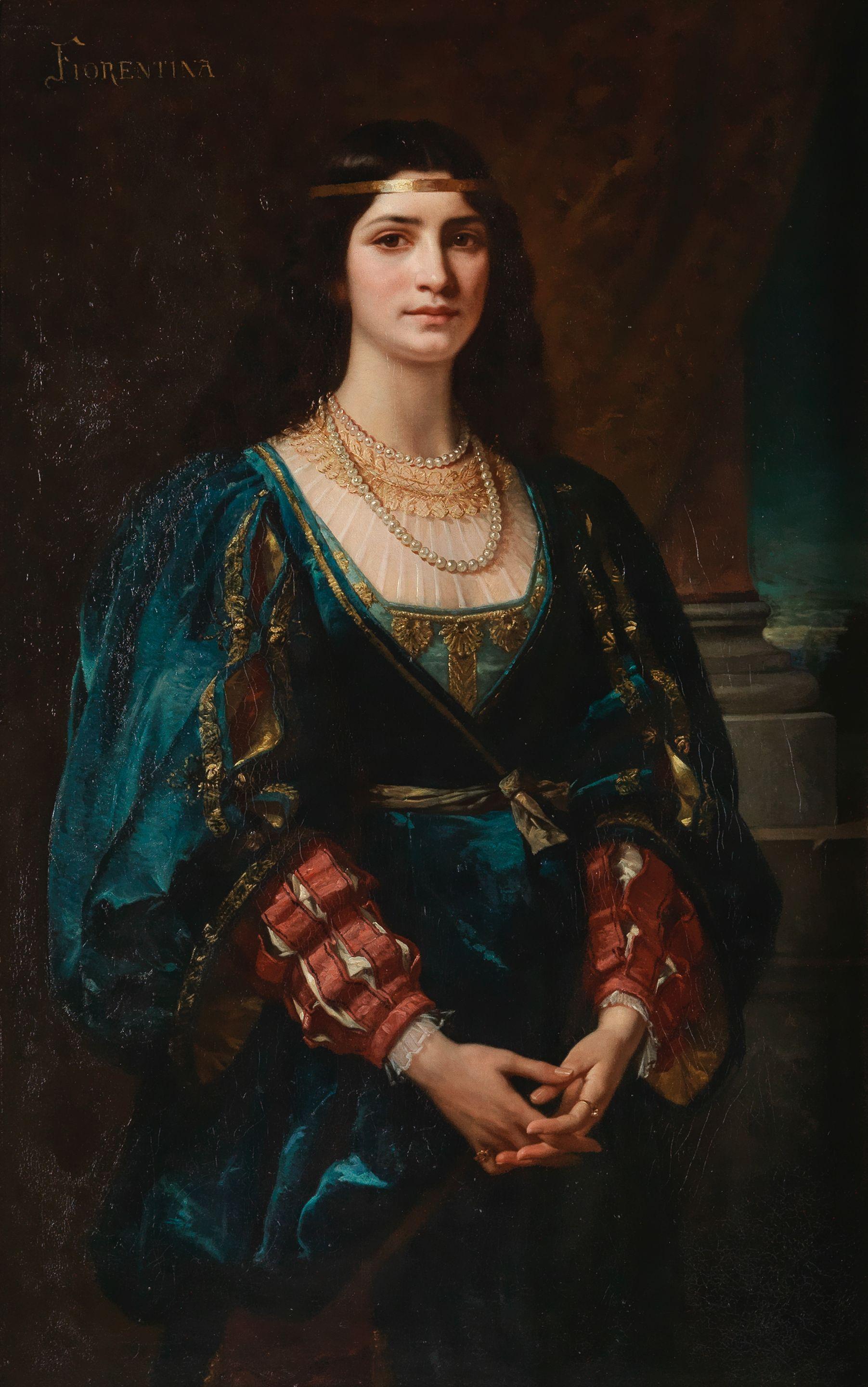 Edouard John E. Ravel - \'Fiorentina\' in a carved Florentine frame