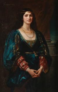 Edouard John E. Ravel - \'Fiorentina\' in a carved Florentine frame