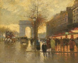 Edouard Léon Cortès - A rainy day at the Arc de Triomphe