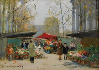 Edouard-Léon Cortès - Flower Market At La Madeline