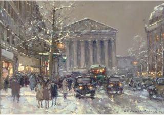 Edouard Léon Cortès - La Madeleine sous la neige