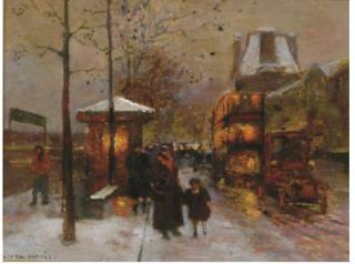 Edouard Léon Cortès - L\'Omnibus devant le Louvre