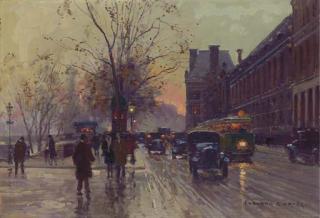 Edouard Léon Cortès - Paris Street Scene