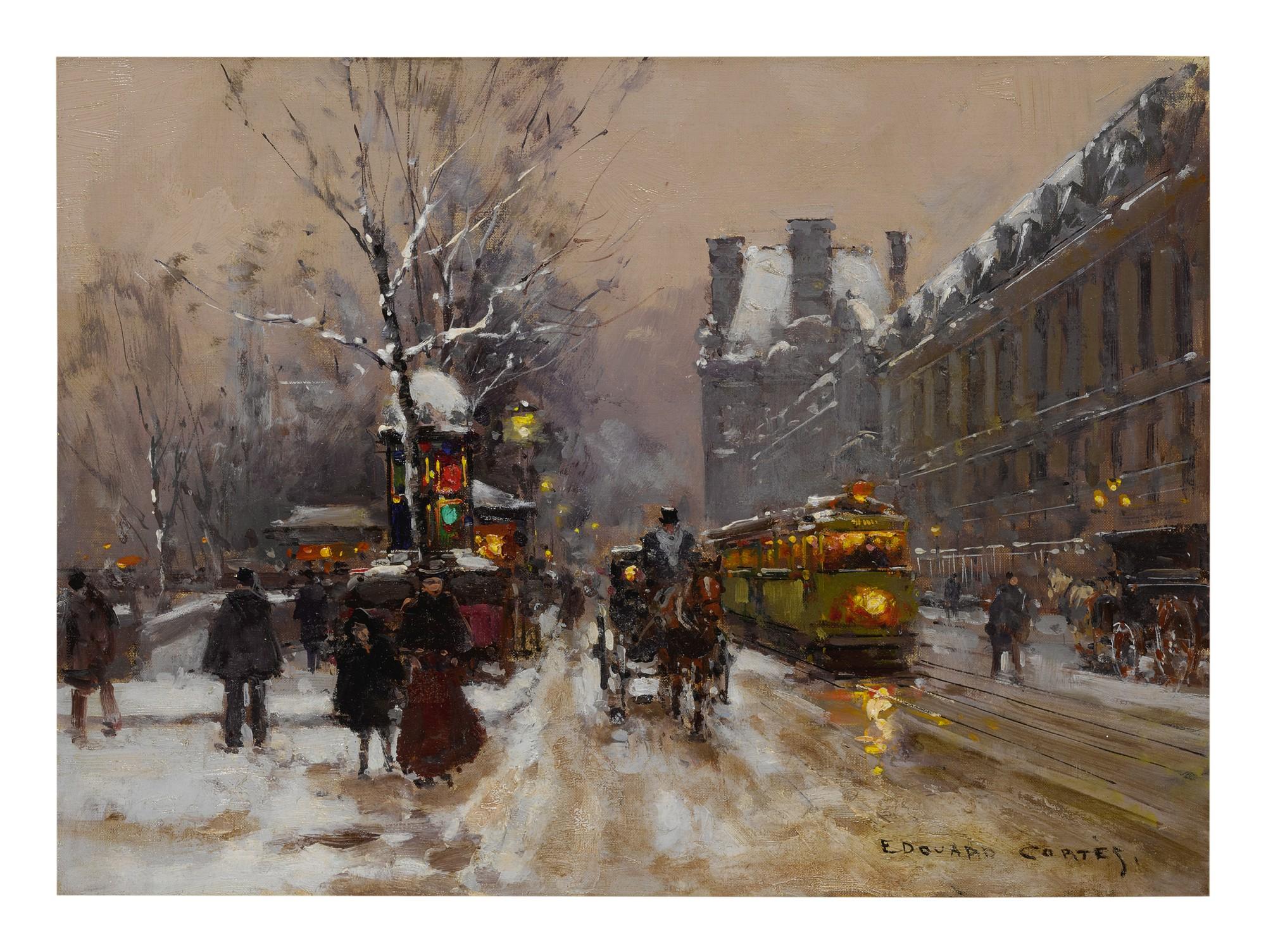 Edouard-Léon Cortès - Quai du Louvre sous la neige